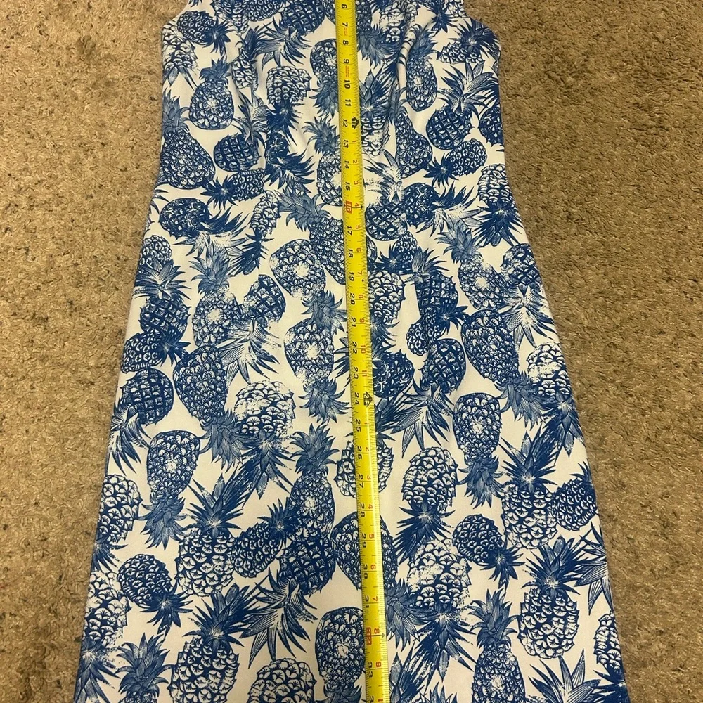 Blue and White Sleeveless pineapple Dress - Picture 6 of 7